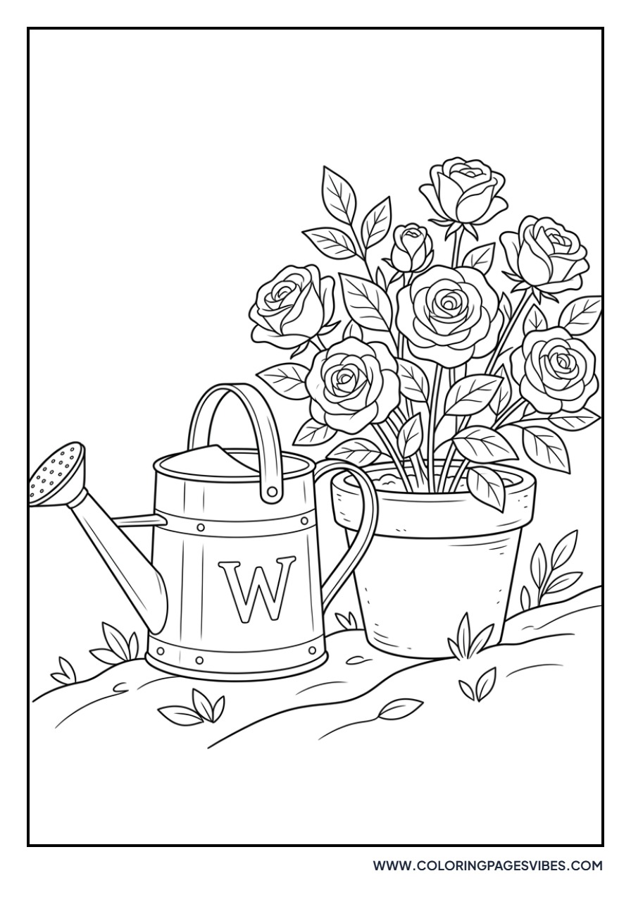 Rose and Watering Can