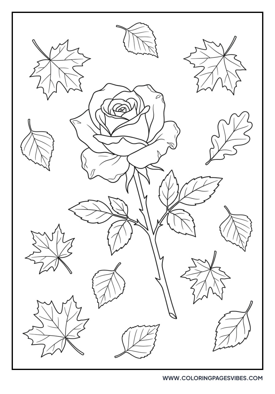 Rose with Autumn Leaves