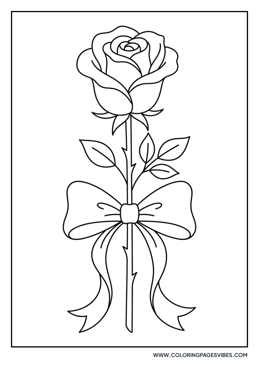 Rose with Ribbon Bow