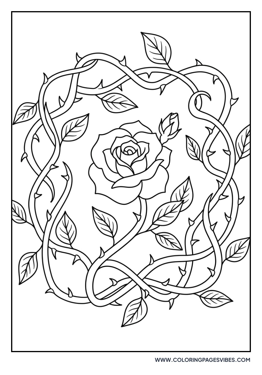 Rose with Thorns and Vines