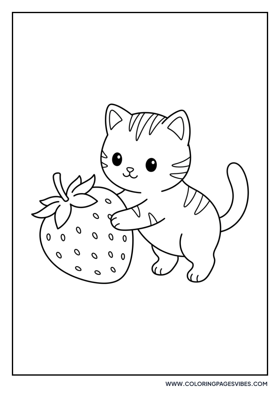 Cat Eating a Strawberry