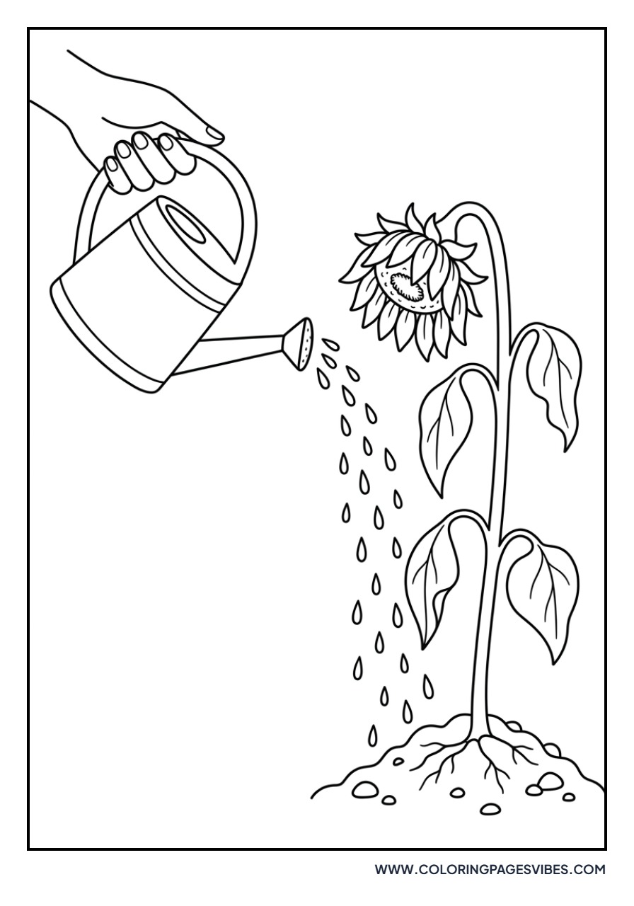 Sunflower and Watering Pot