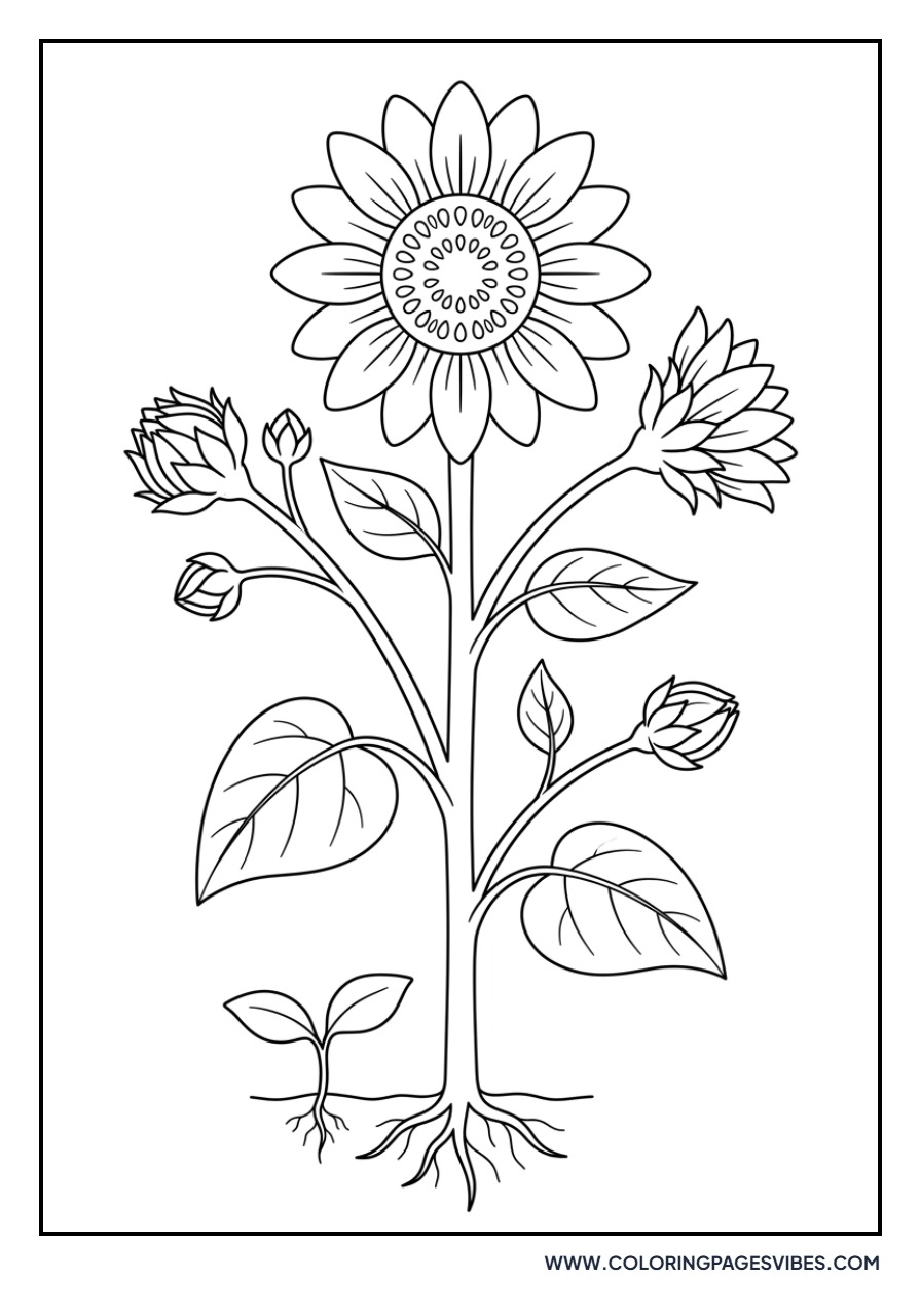 Sunflower Stem with Buds