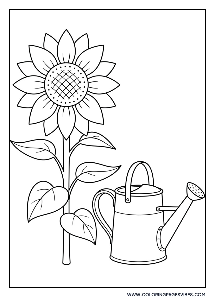 Sunflower with Watering Can