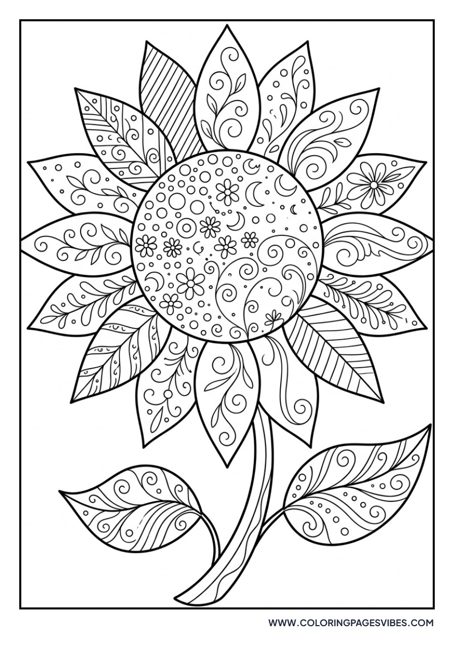 Sunflower Zentangle Art