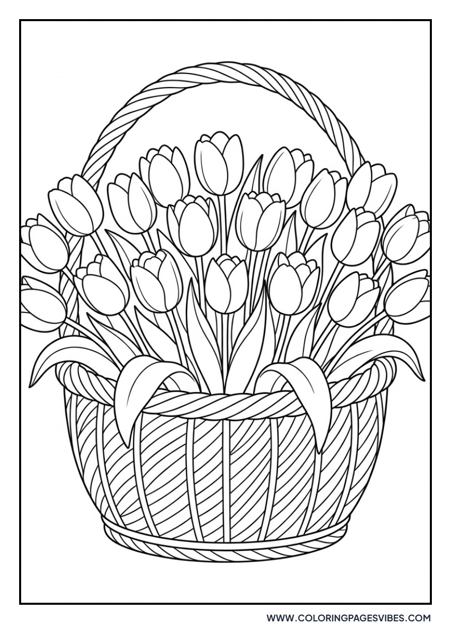 Basket of Spring Tulips