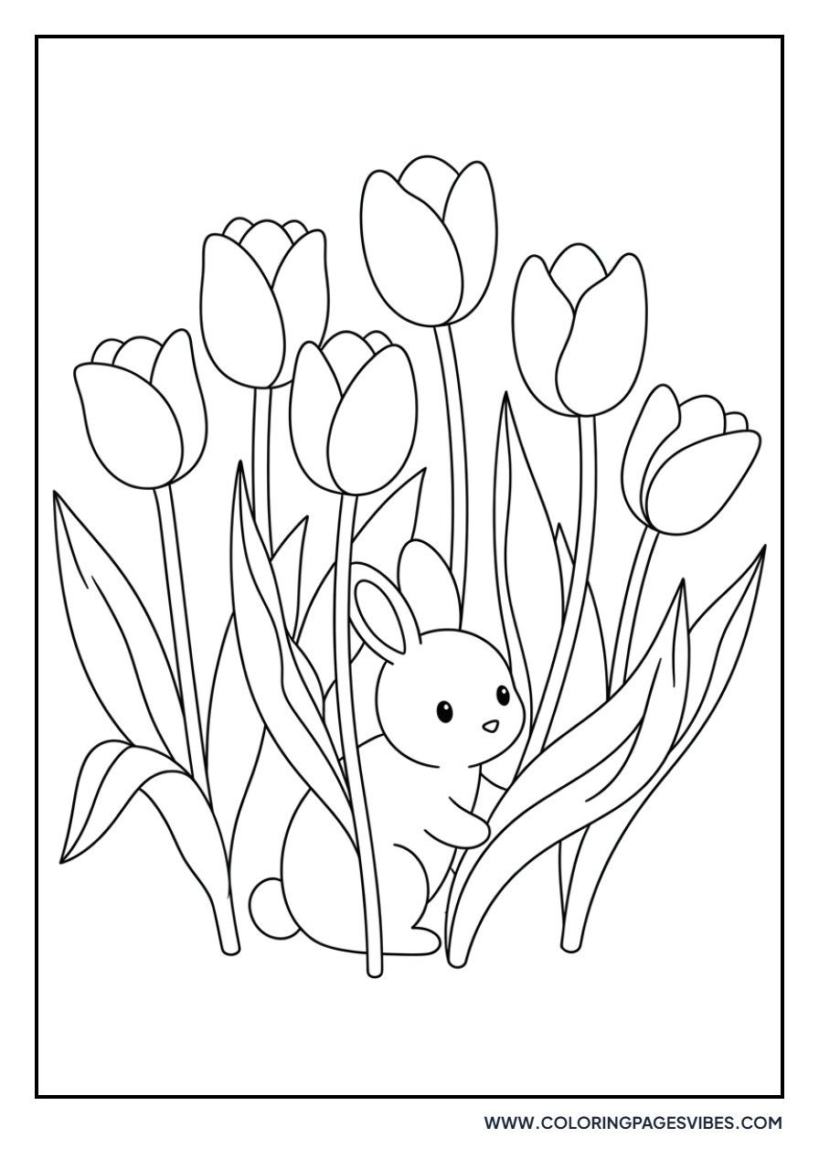 Bunny in Tulip Patch