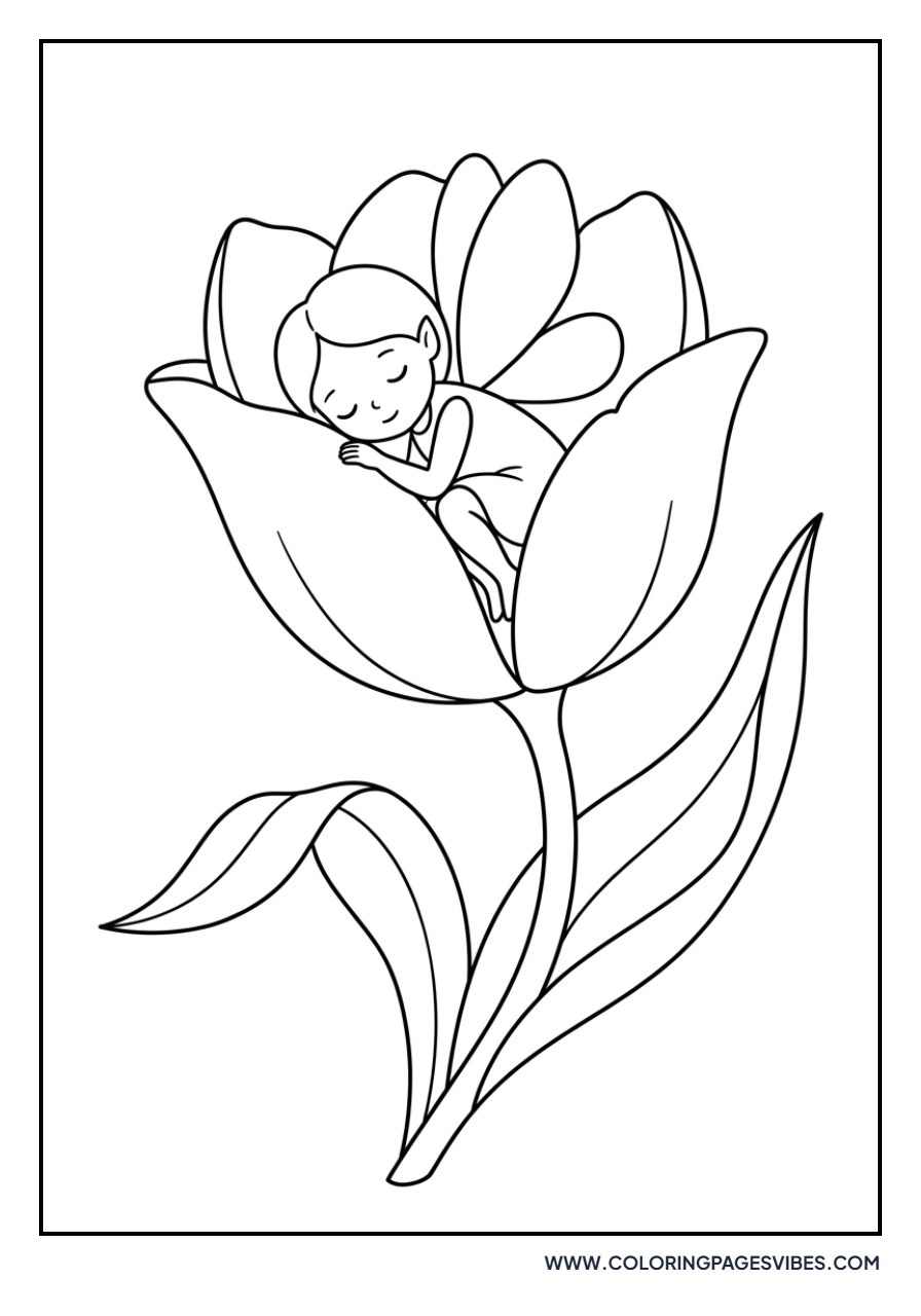 Fairy Sleeping in a Tulip