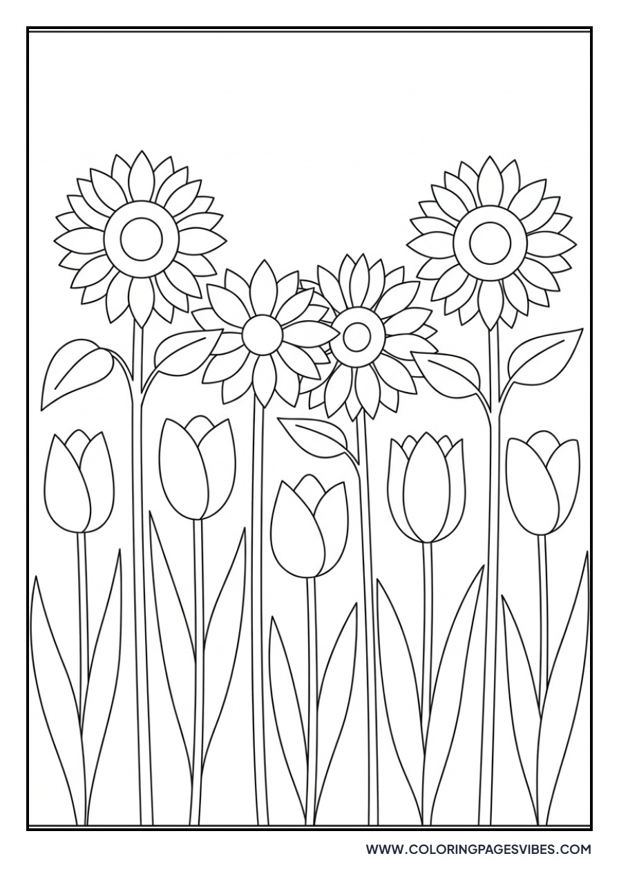 Sunflowers and Tulips