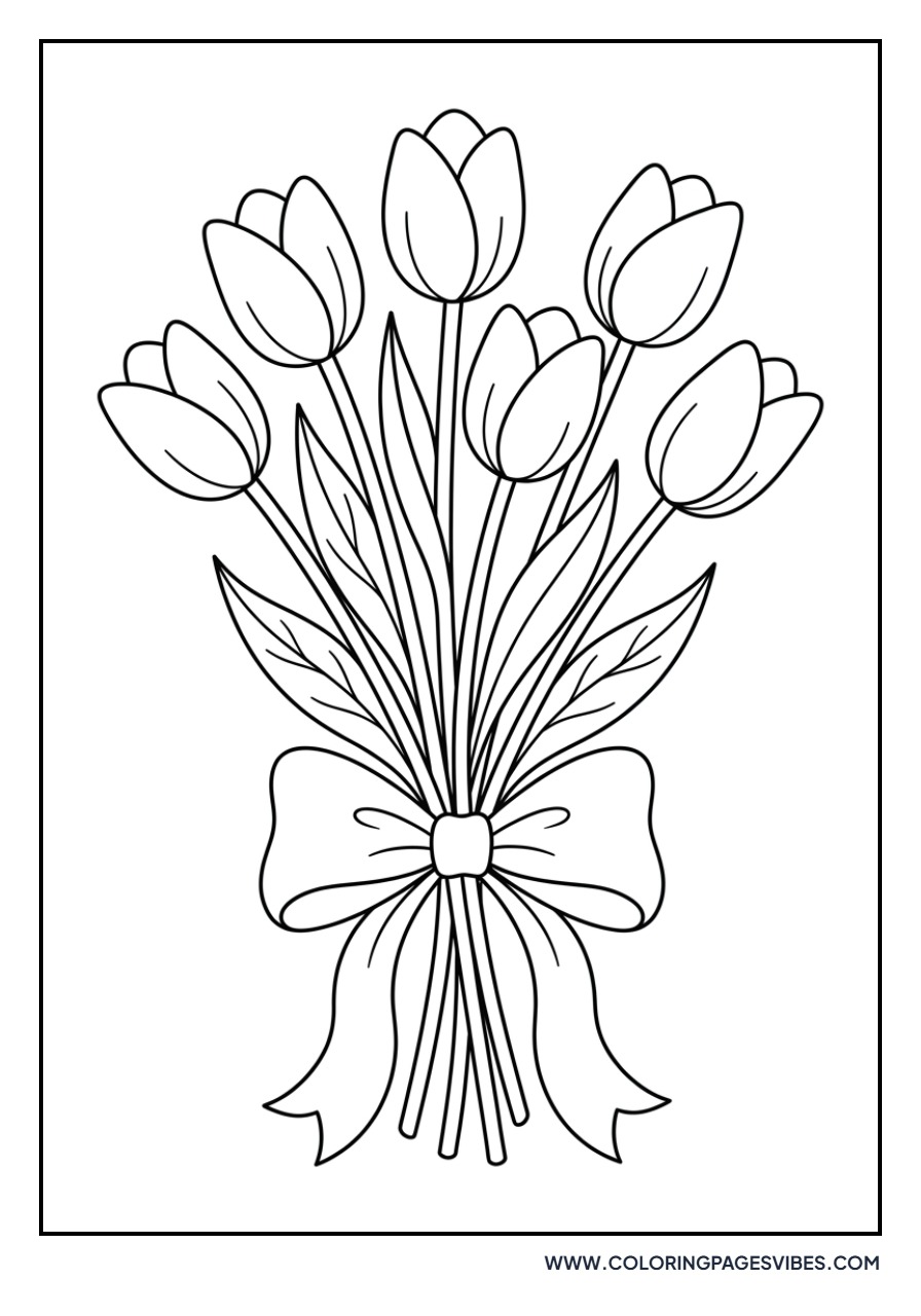 Tulip Bouquet with Ribbon