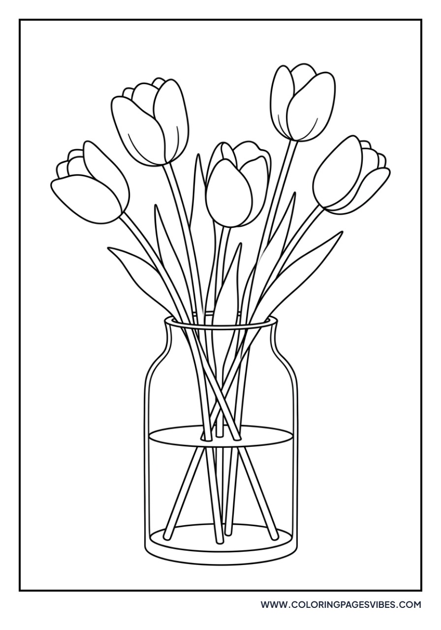 Tulips in a Glass Vase