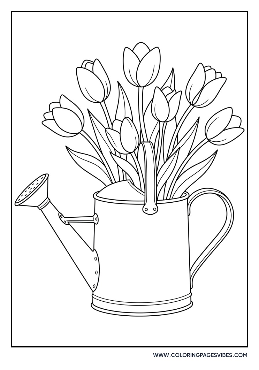 Watering Can with Tulips