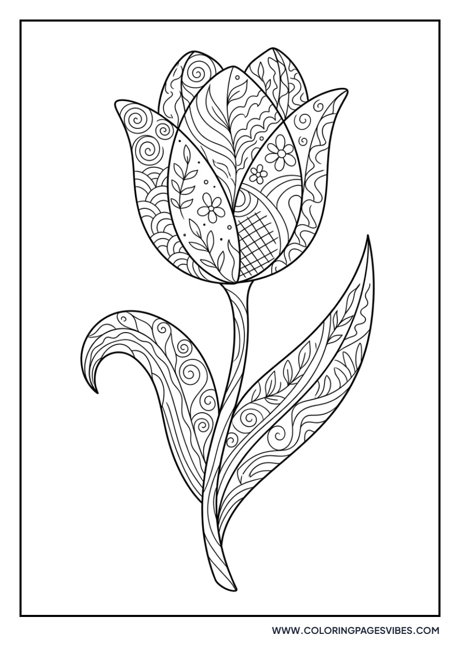 Zentangle Tulip Flower
