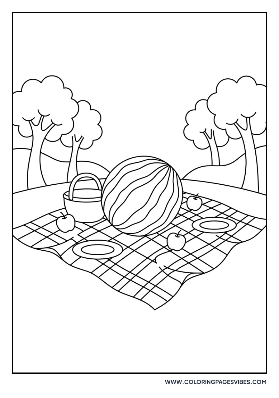 Watermelon and Picnic Blanket