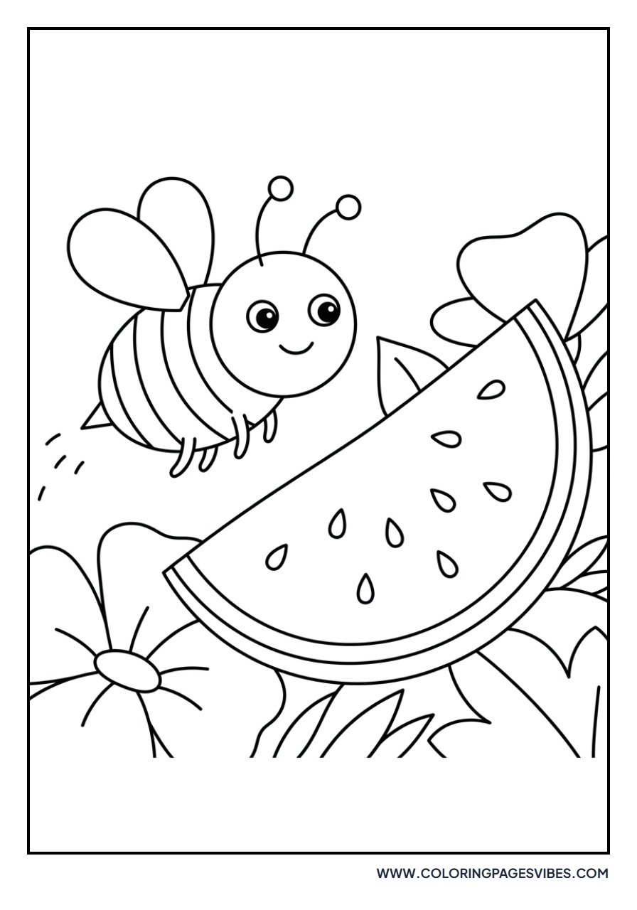 Watermelon Slice and Bee
