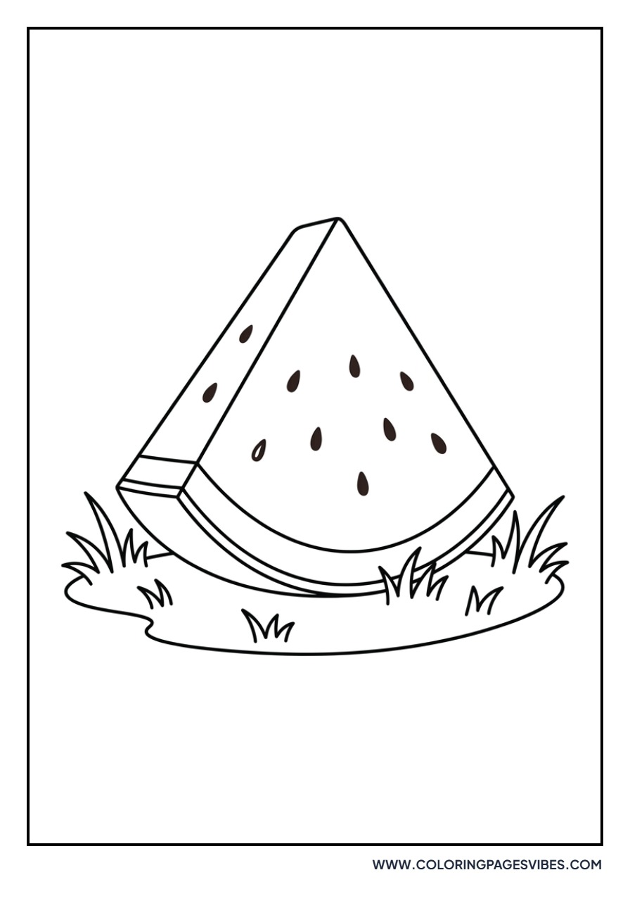Watermelon Slice with Grass