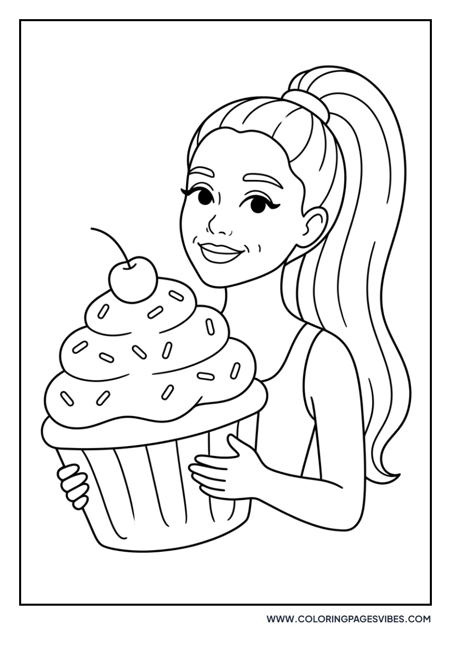 Ariana Grande with a Cupcake