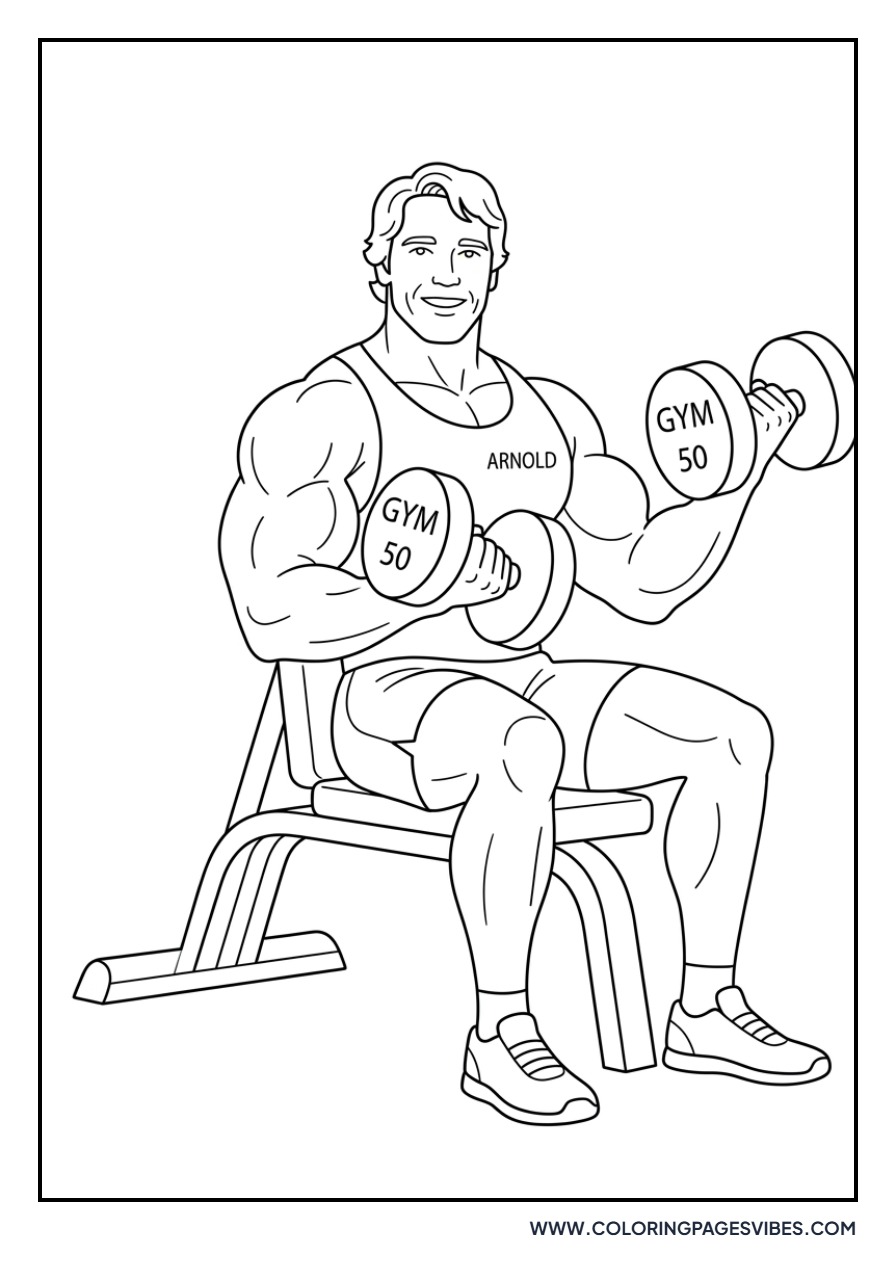 Arnold Lifting Dumbbells