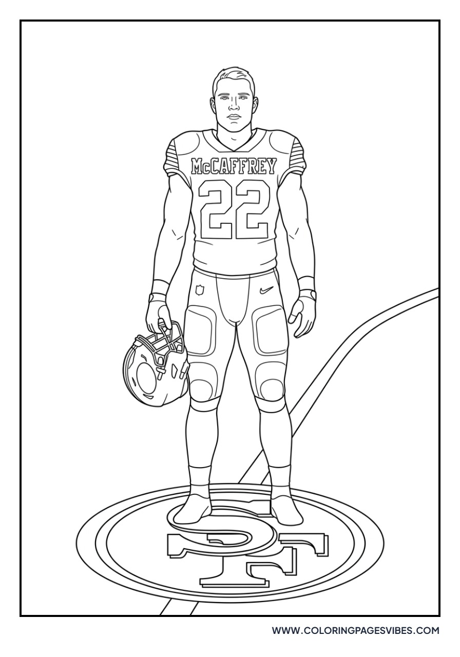 McCaffrey Standing on the Logo