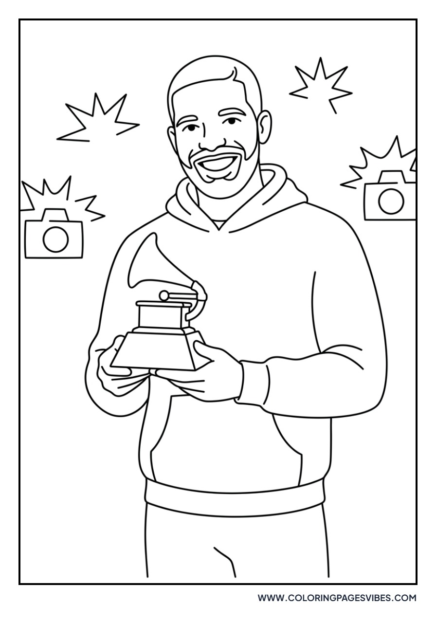 Drake Holding a Grammy