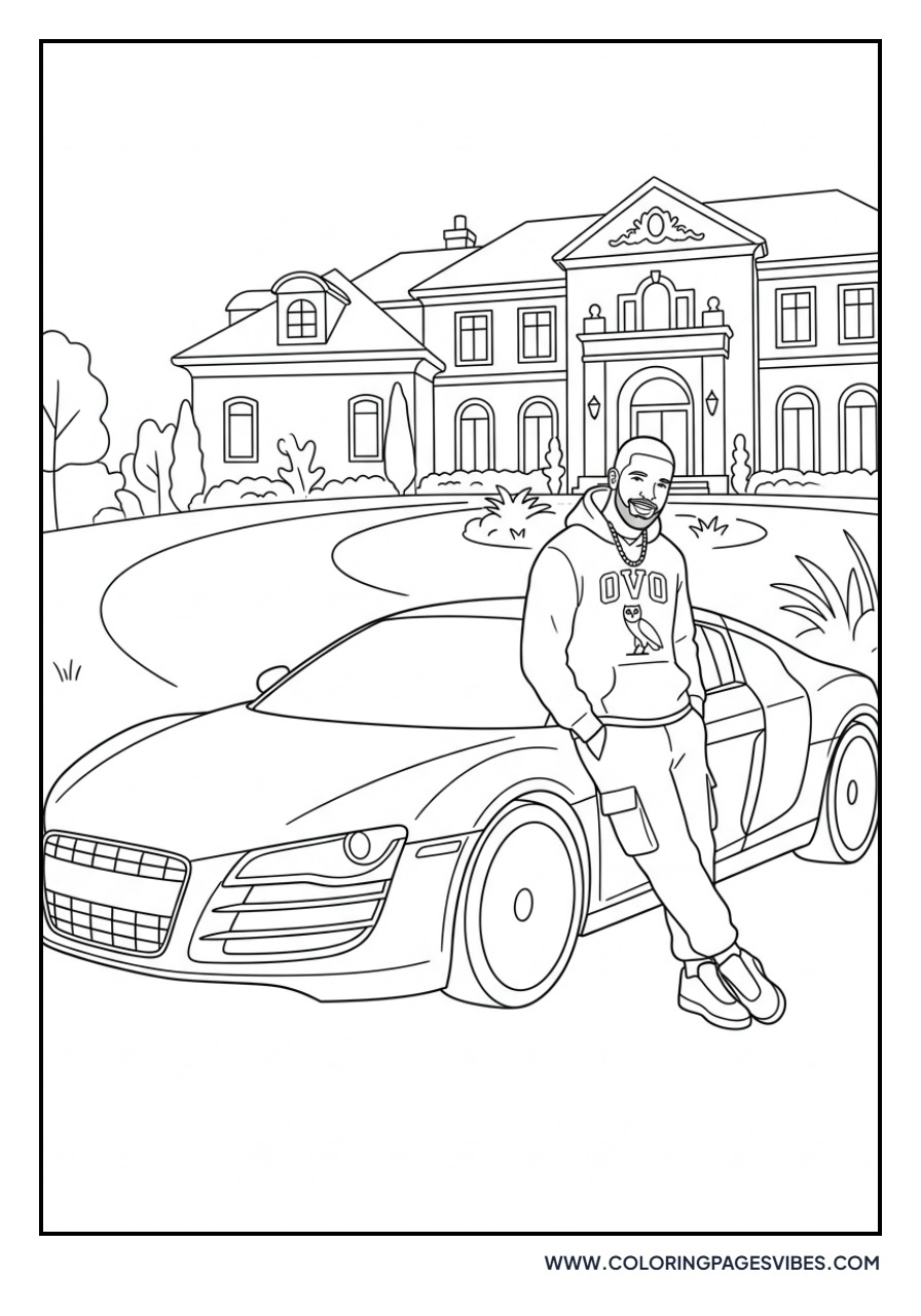 Drake with a Luxury Car