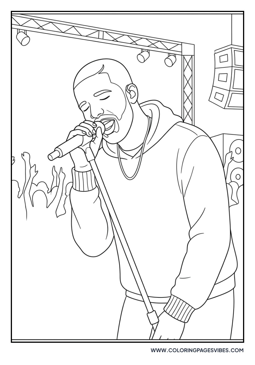 Drake with a Microphone Stand