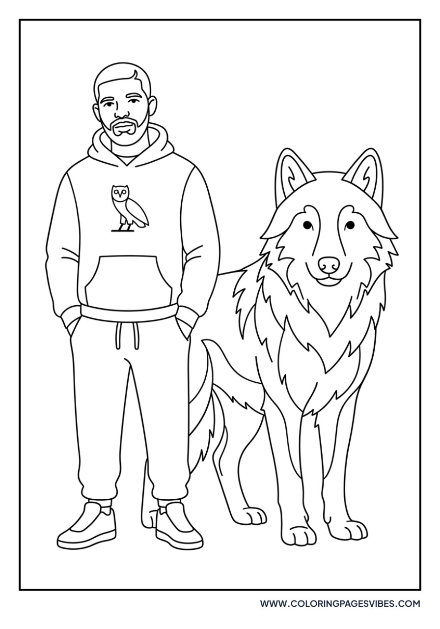 Drake with Wolf Illustration
