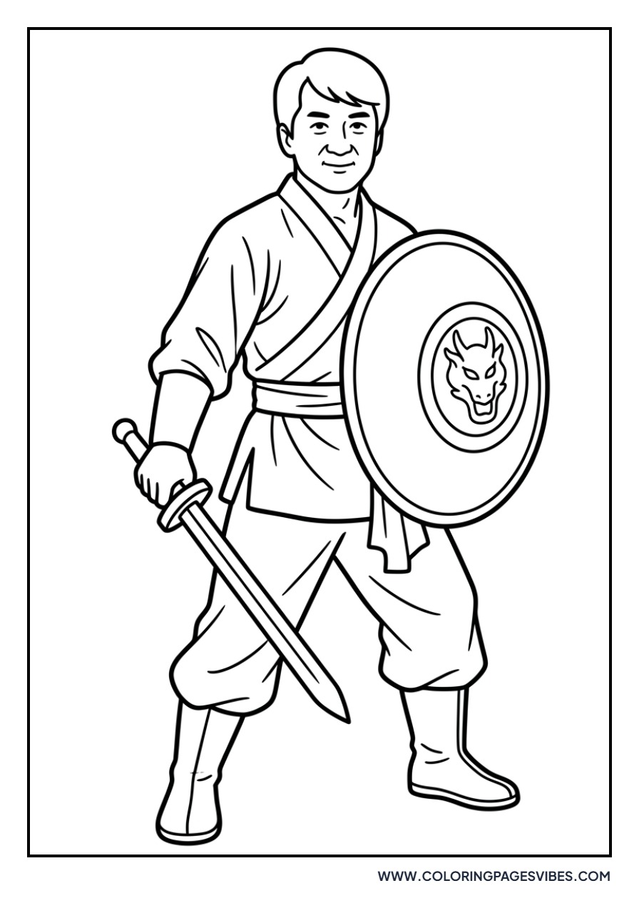 Jackie Chan with a Shield