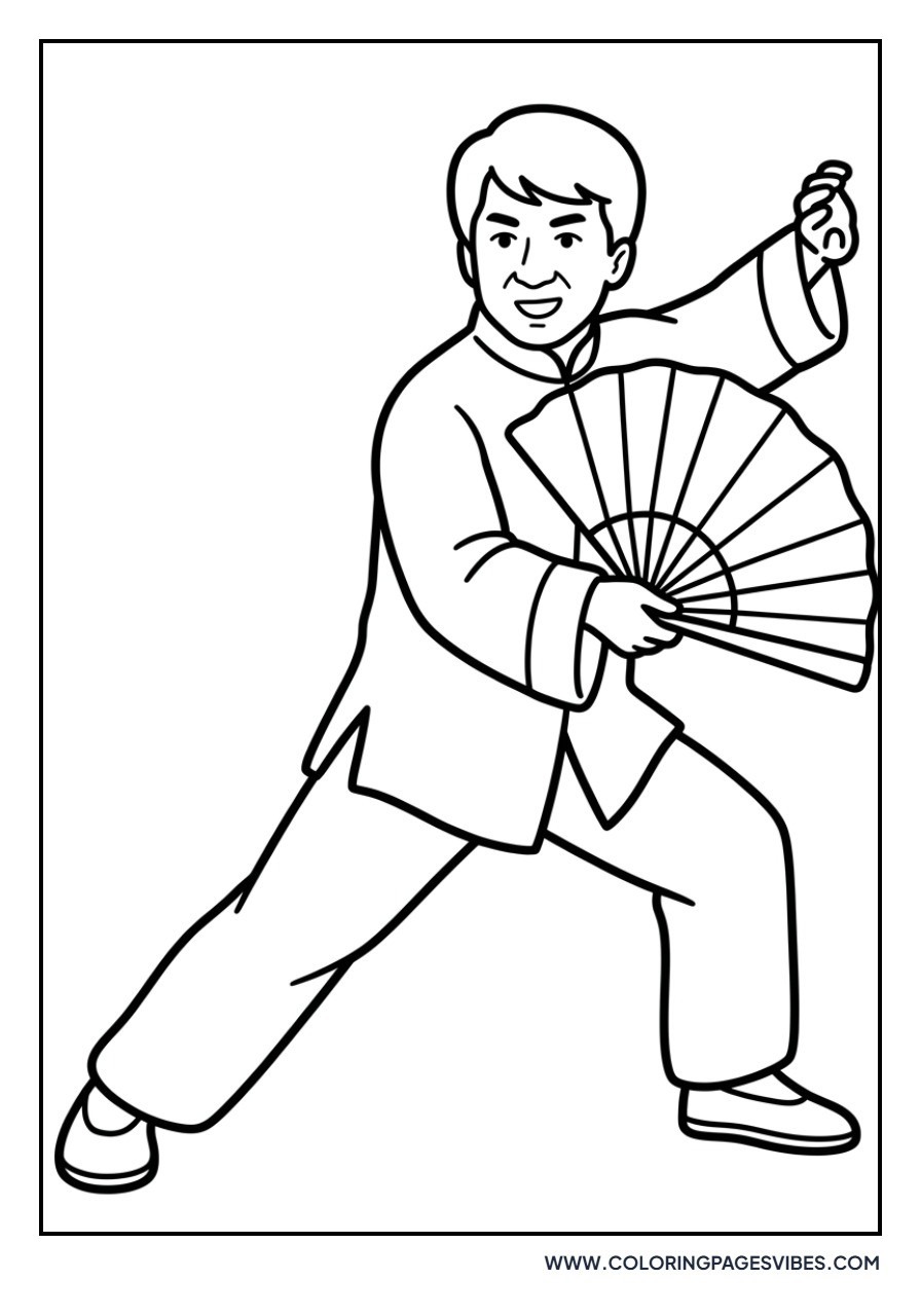 Jackie Chan with Folding Fan
