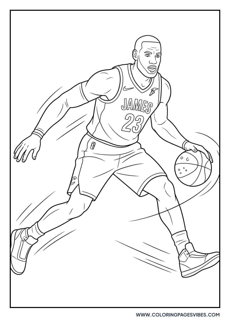 LeBron James Dribbling Past Defenders