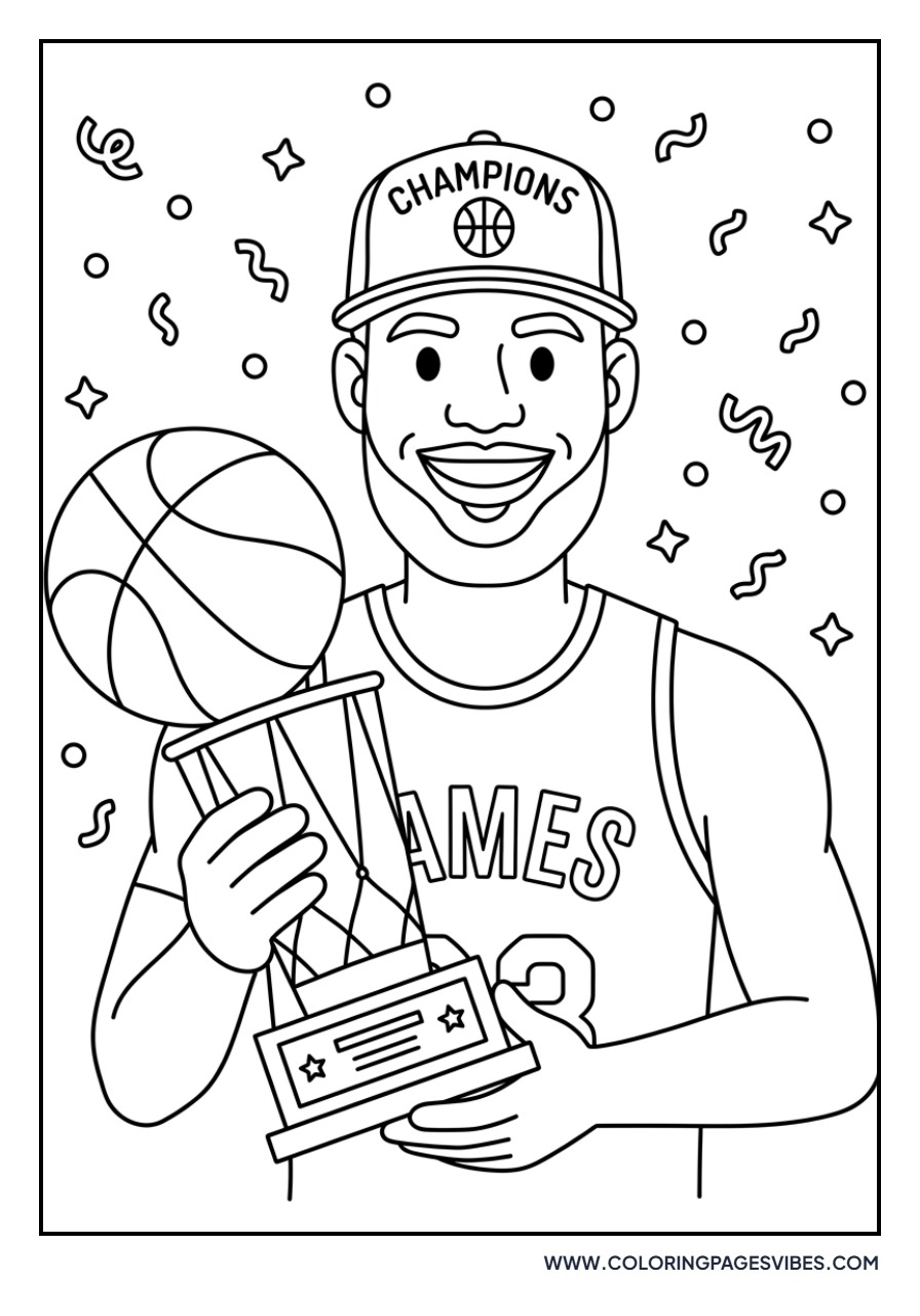 LeBron James with Championship Trophy