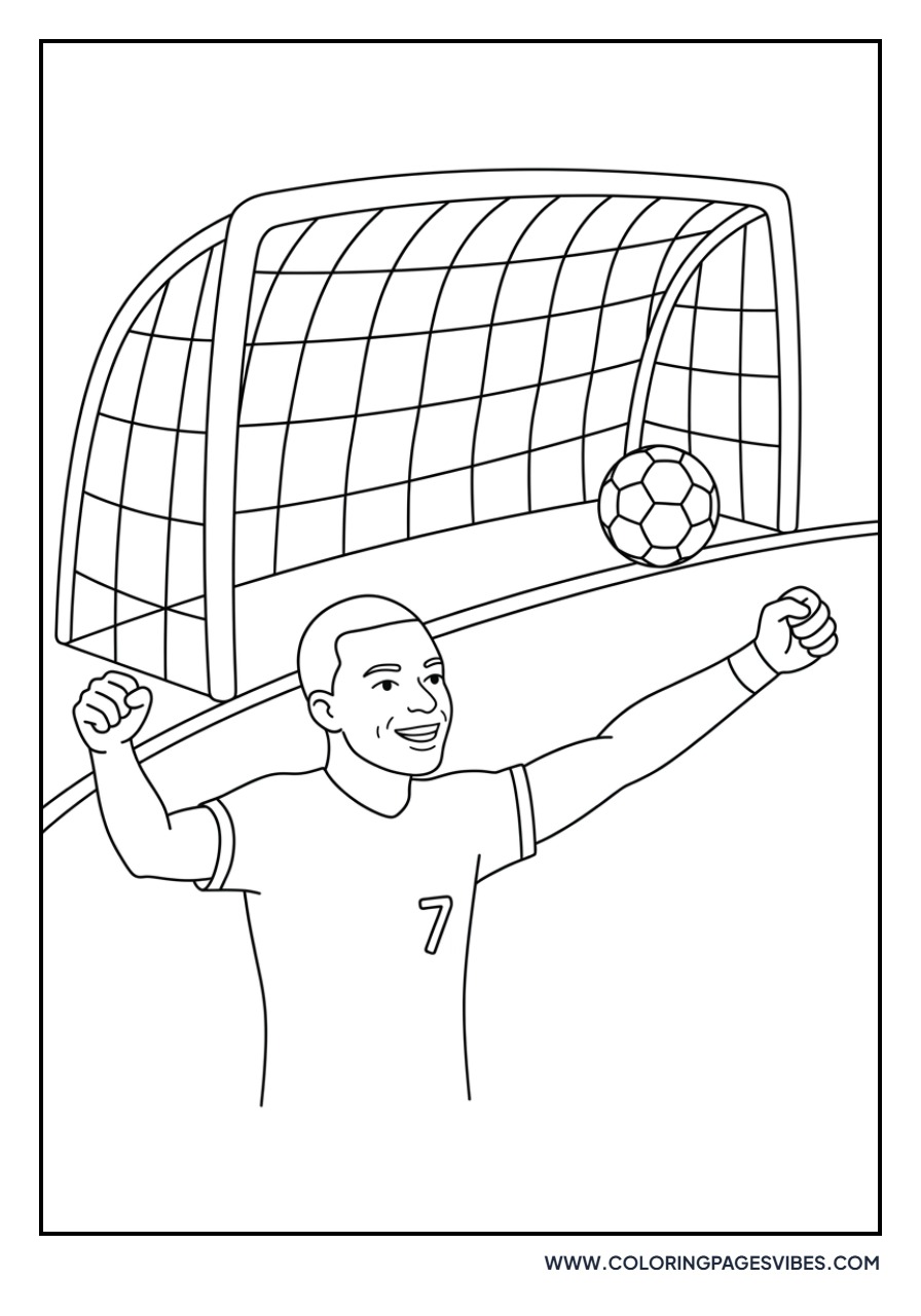 Mbappe and Soccer Goal Net
