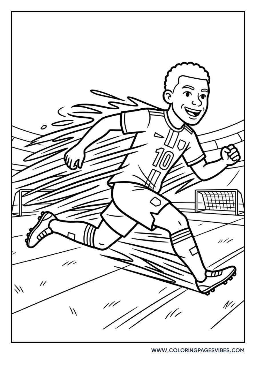 Mbappe Cartoon Action Shot