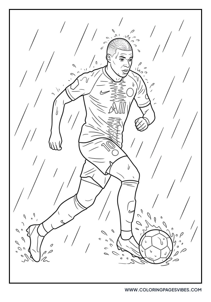 Mbappe Dribbling in the Rain