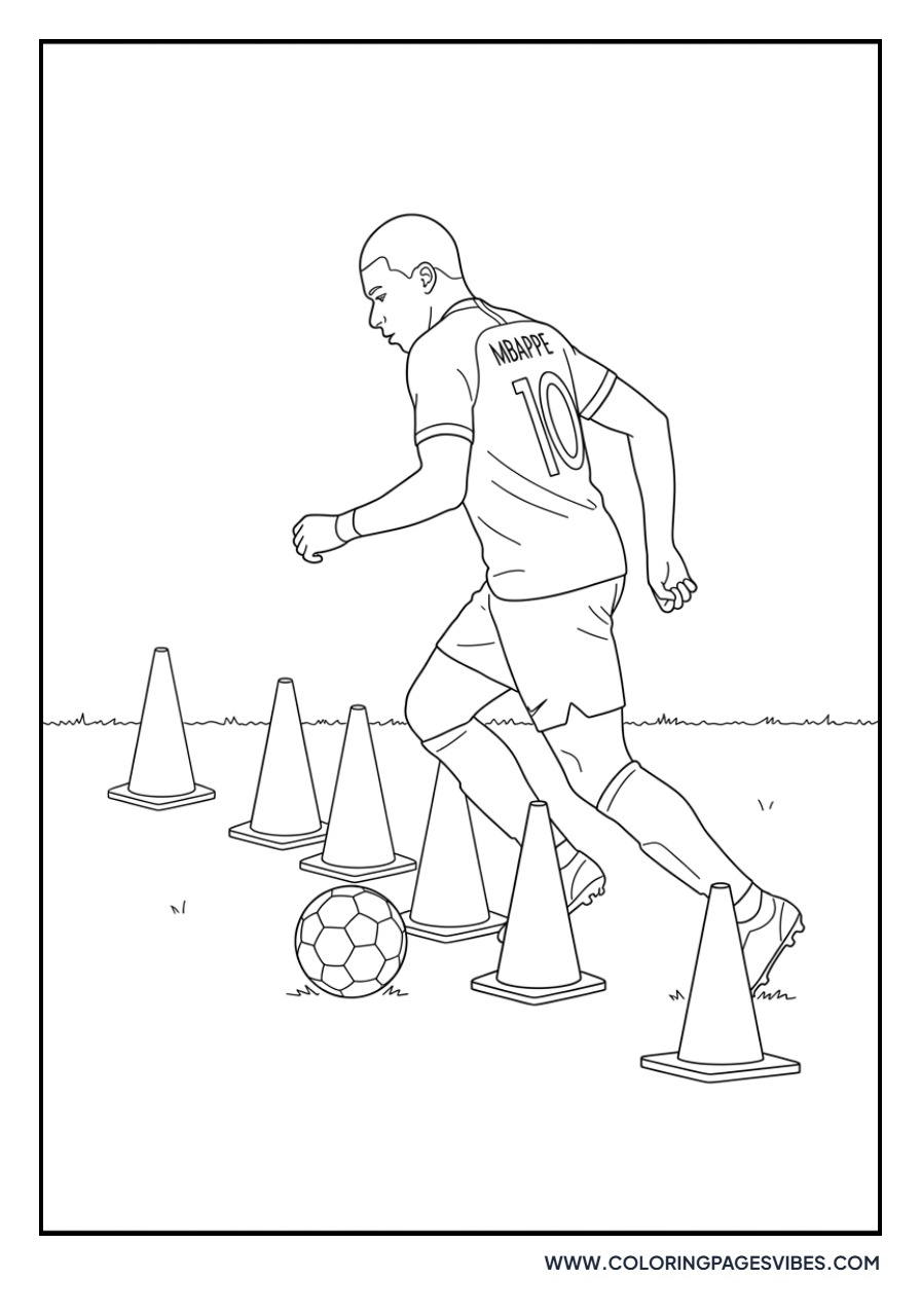 Mbappe Dribbling Past Cones