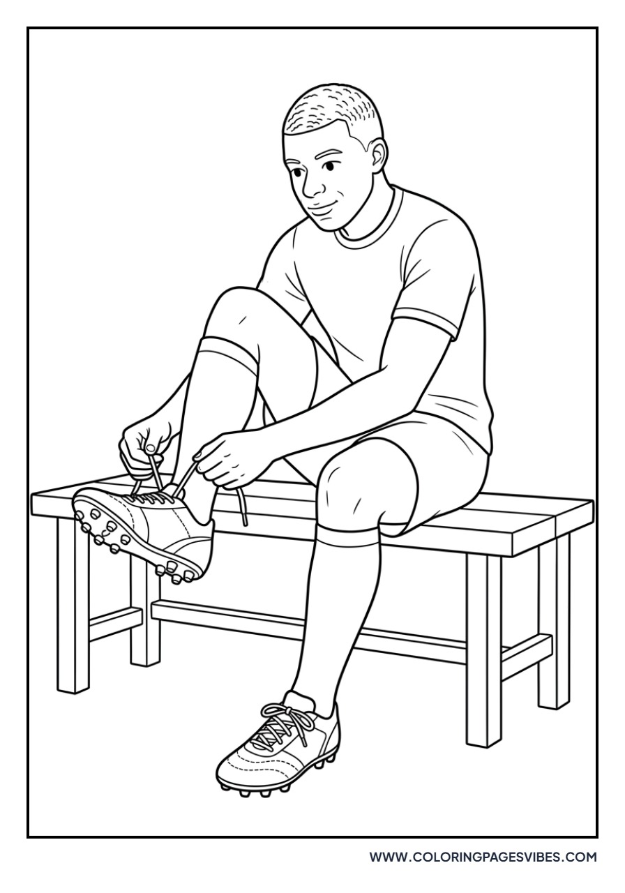 Mbappe Lacing Up Cleats