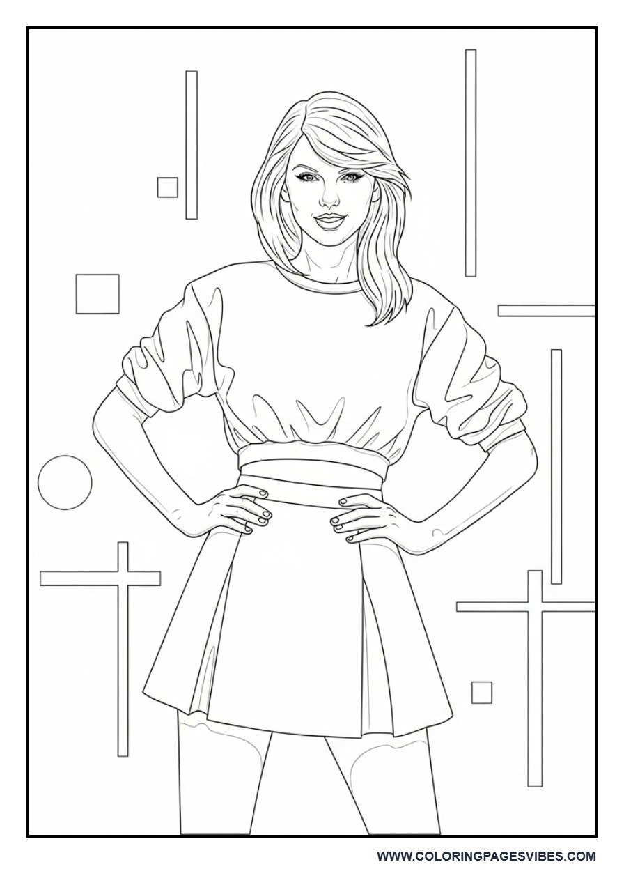 1989 Pop Style Pose with Lines Background