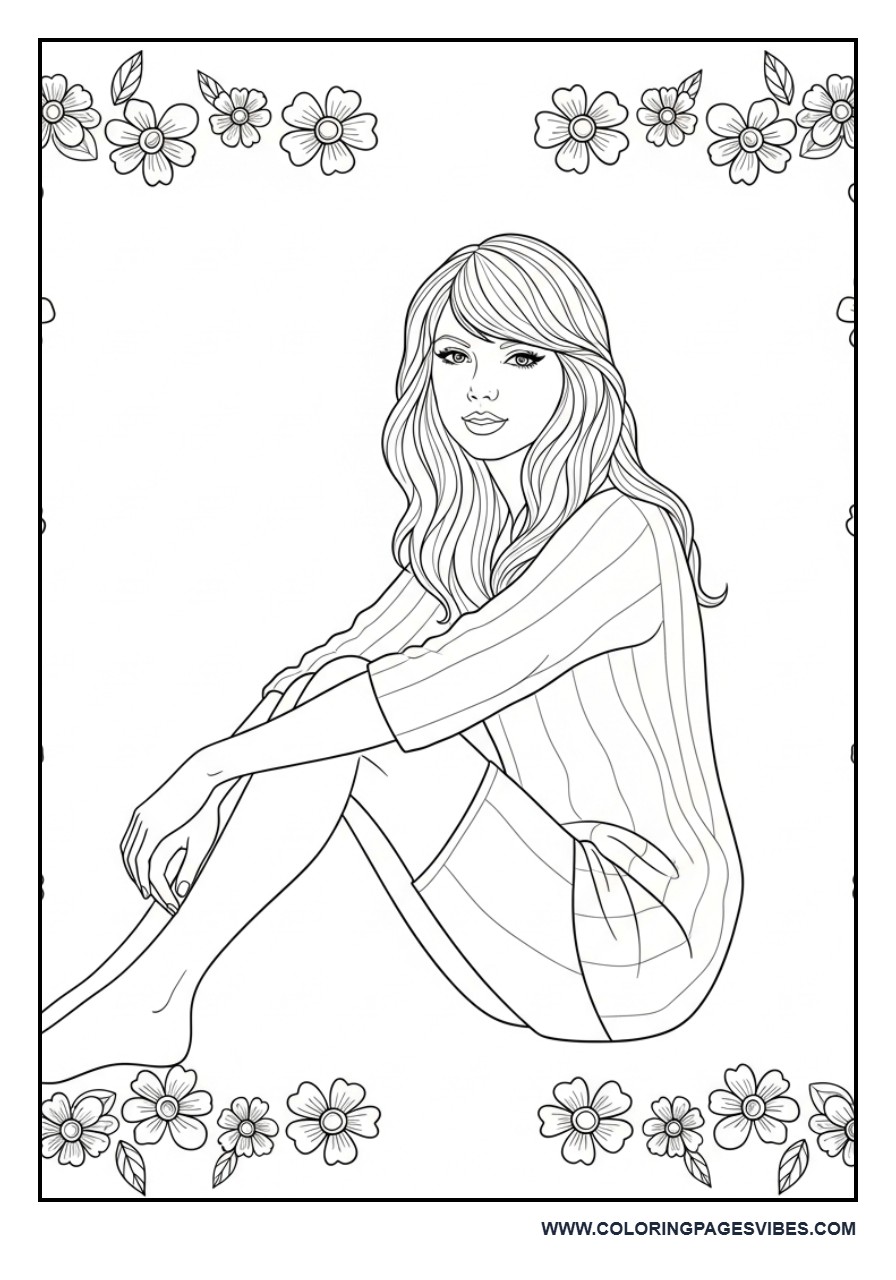 Aesthetic Sitting Pose with Flowers