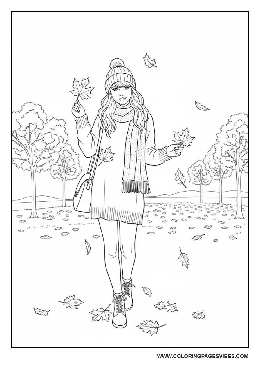 Autumn Leaves Aesthetic Scene