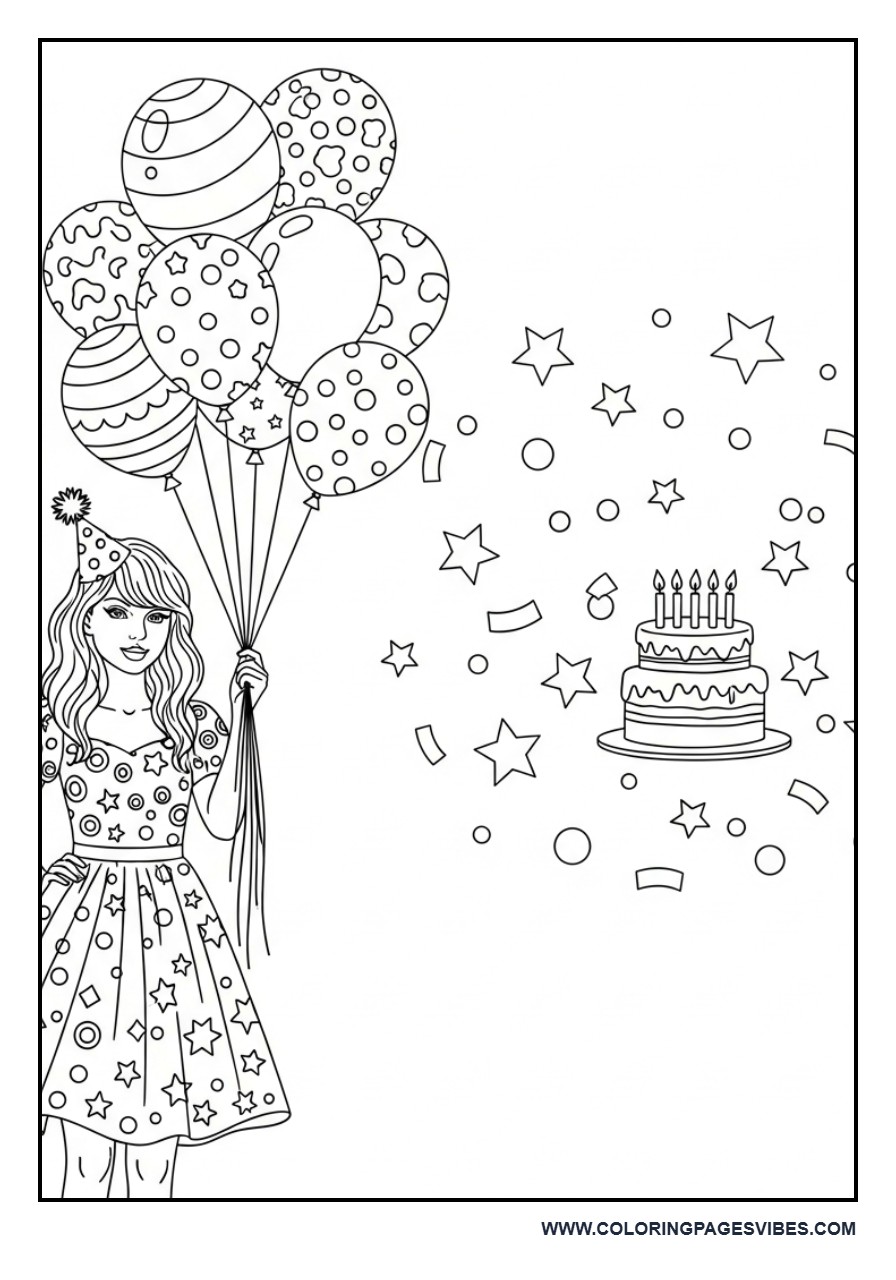 Birthday Party Theme Coloring Page