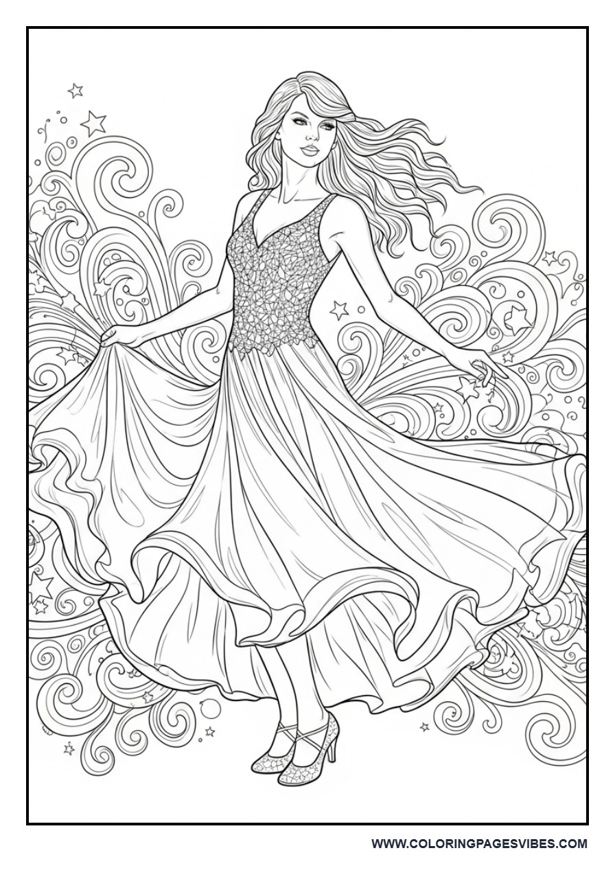 Dancing Flow Scene with Swirl Patterns