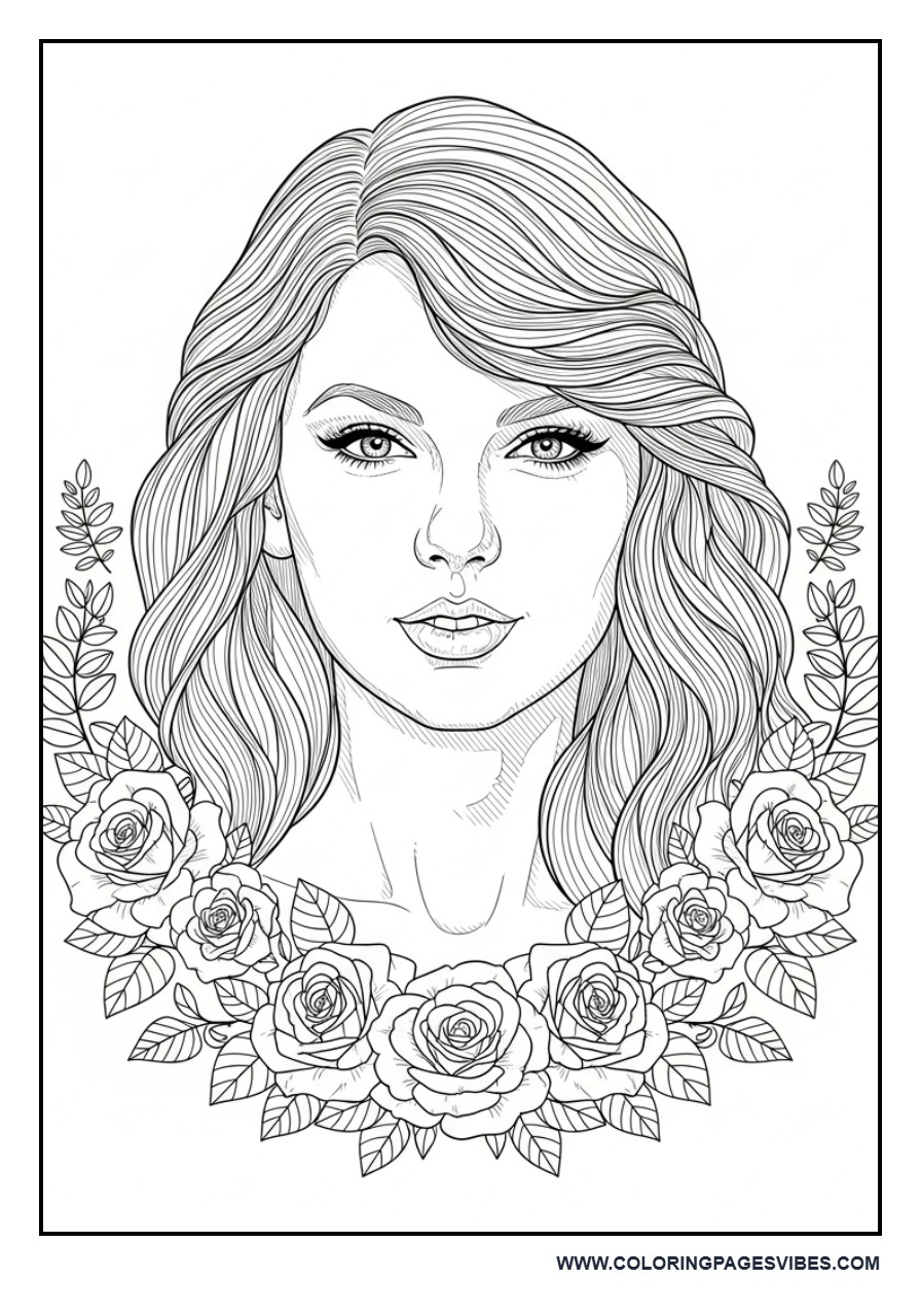 Detailed Portrait with Decorative Floral Frame