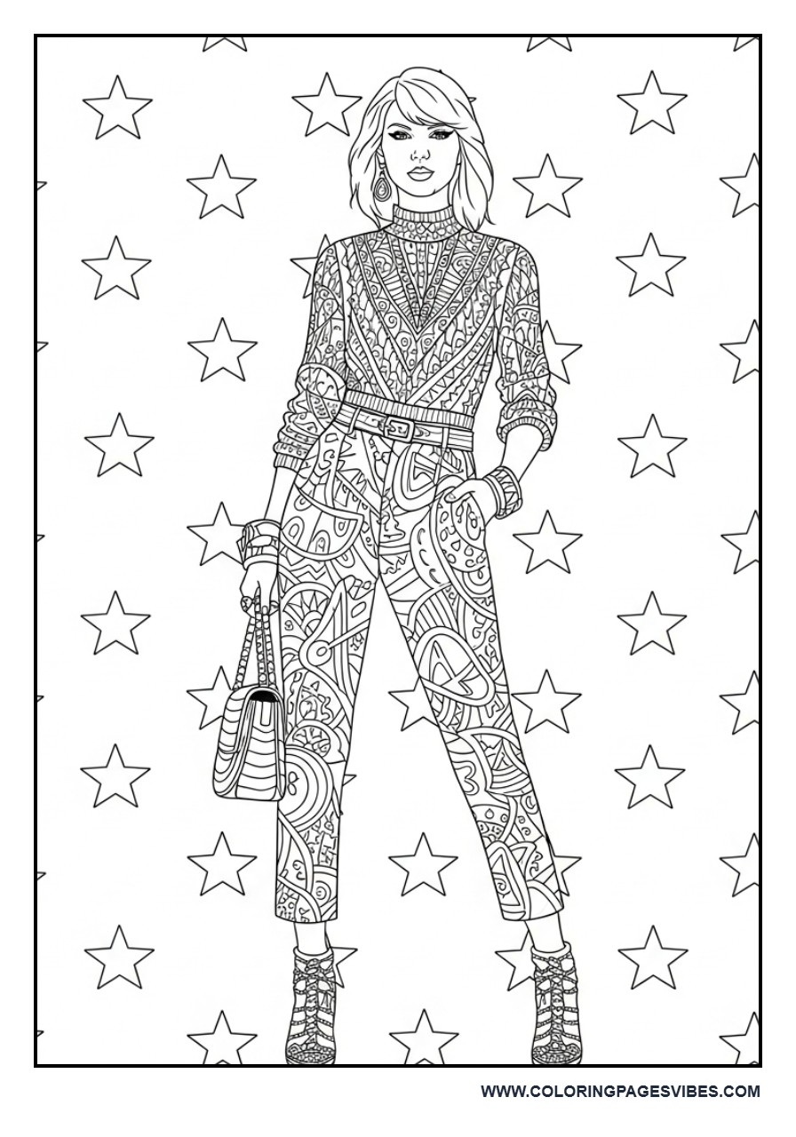 Fashion Outfit with Star Pattern Background