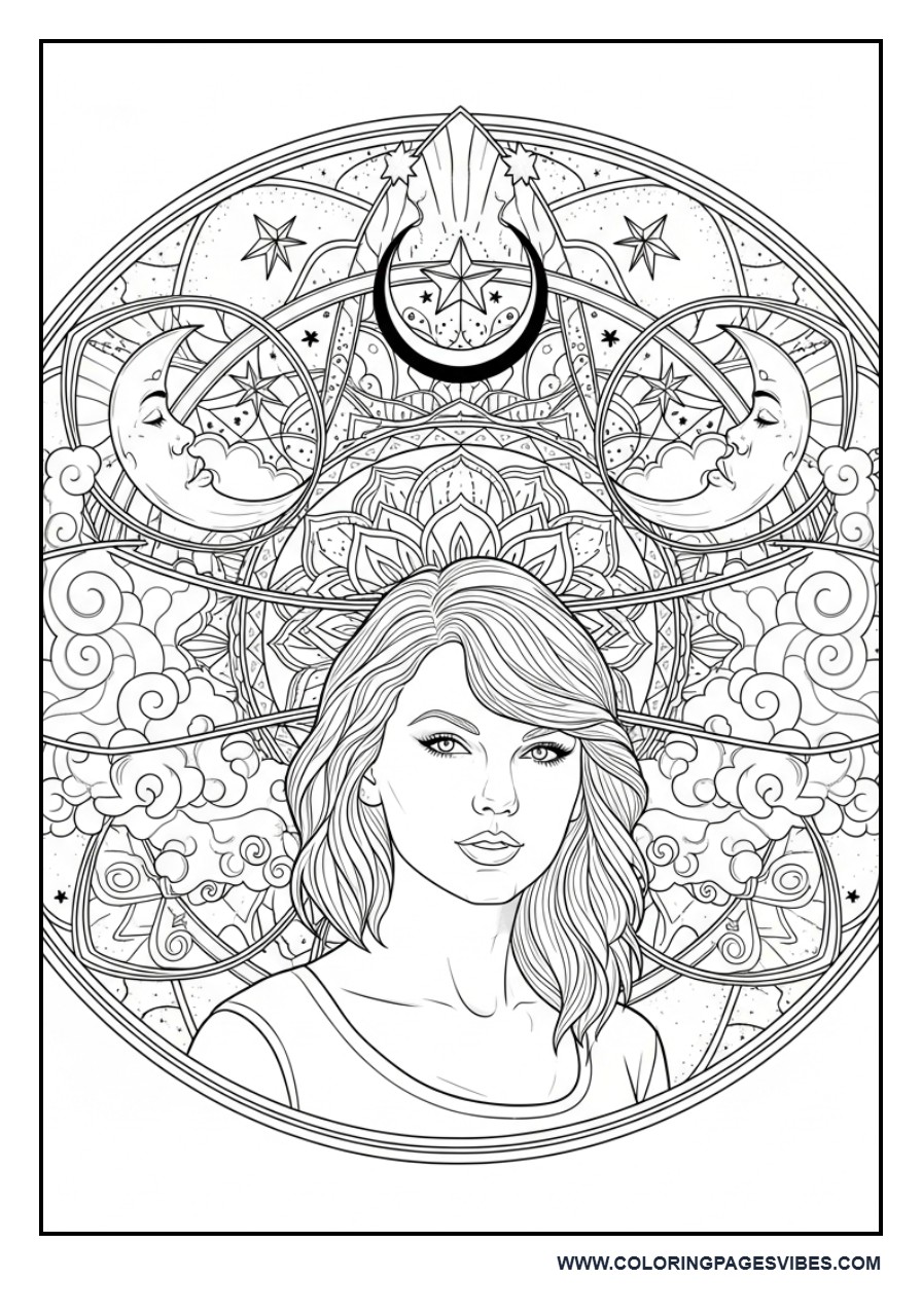 Moon and Stars Mandala Composition