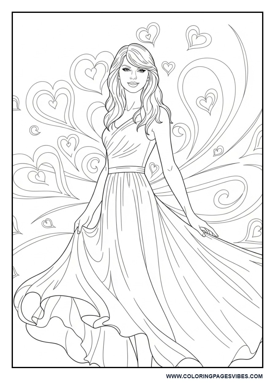 Romantic Heart Swirl Composition