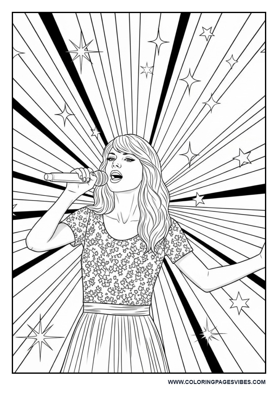 Singing Pose with Radiating Lines