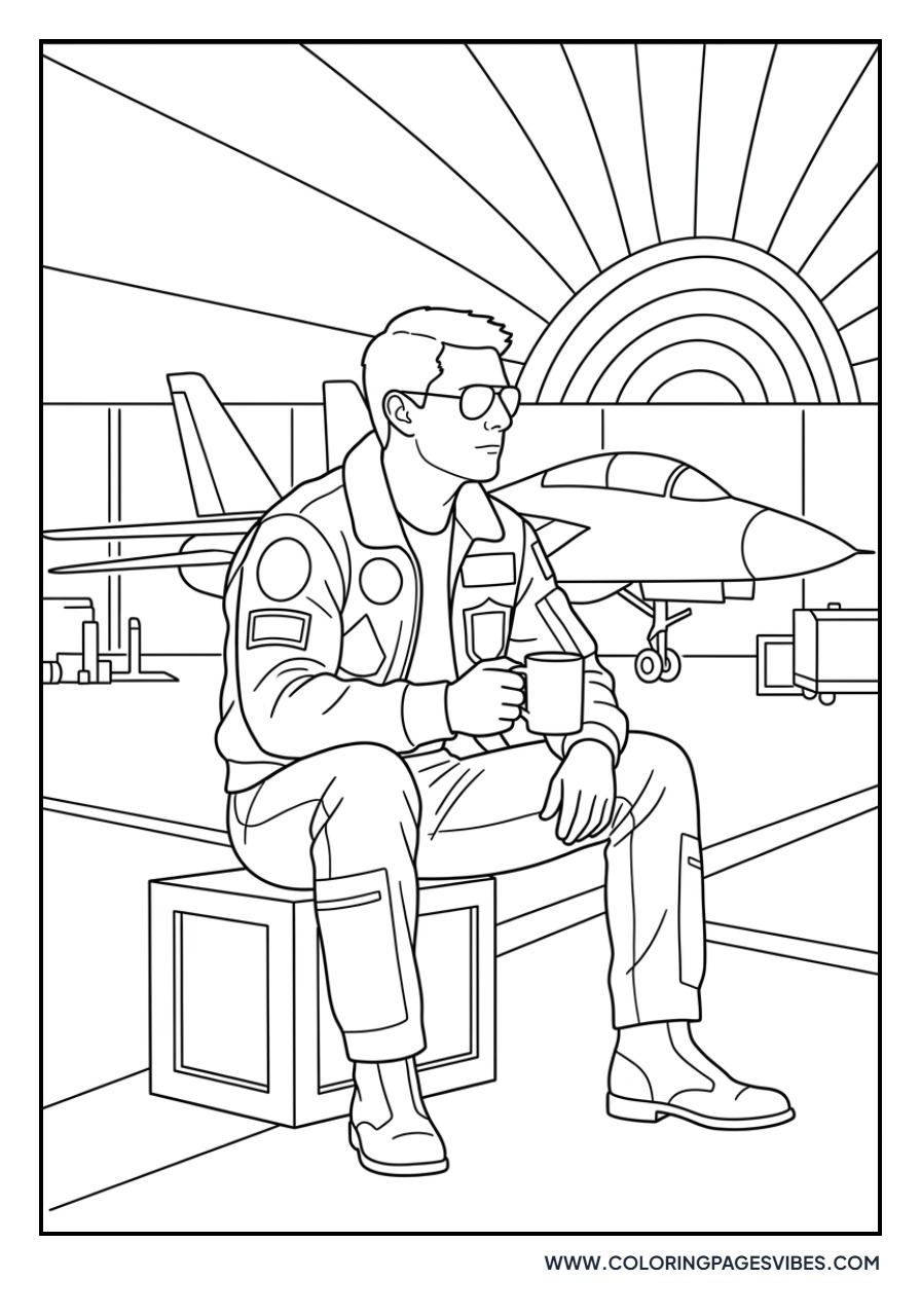 Maverick Drinking Coffee