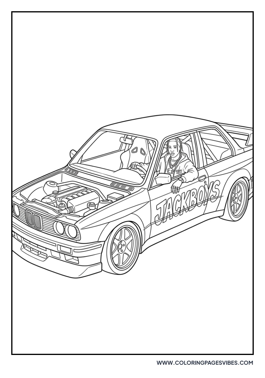 Travis Scott in a Race Car