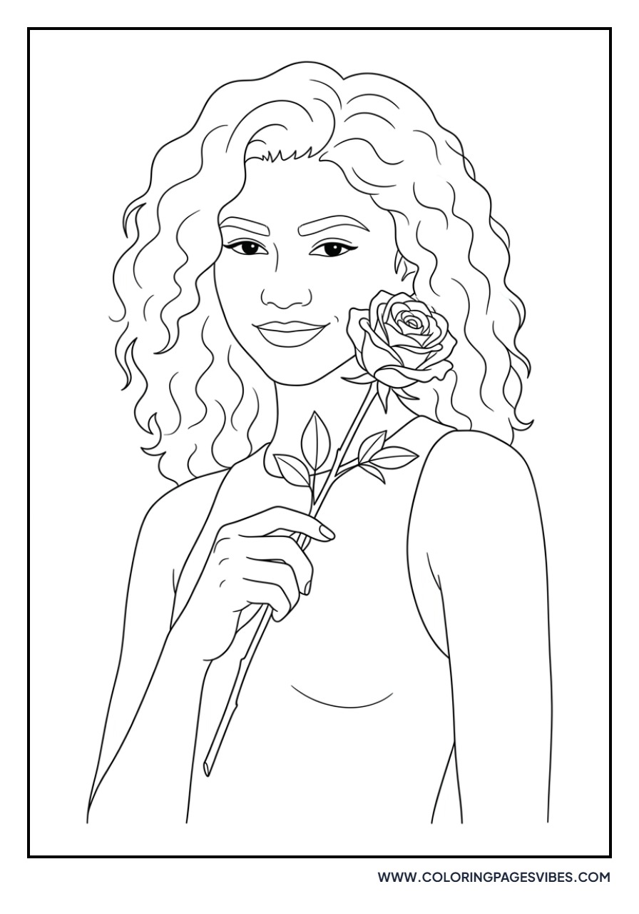 Zendaya holding a Rose
