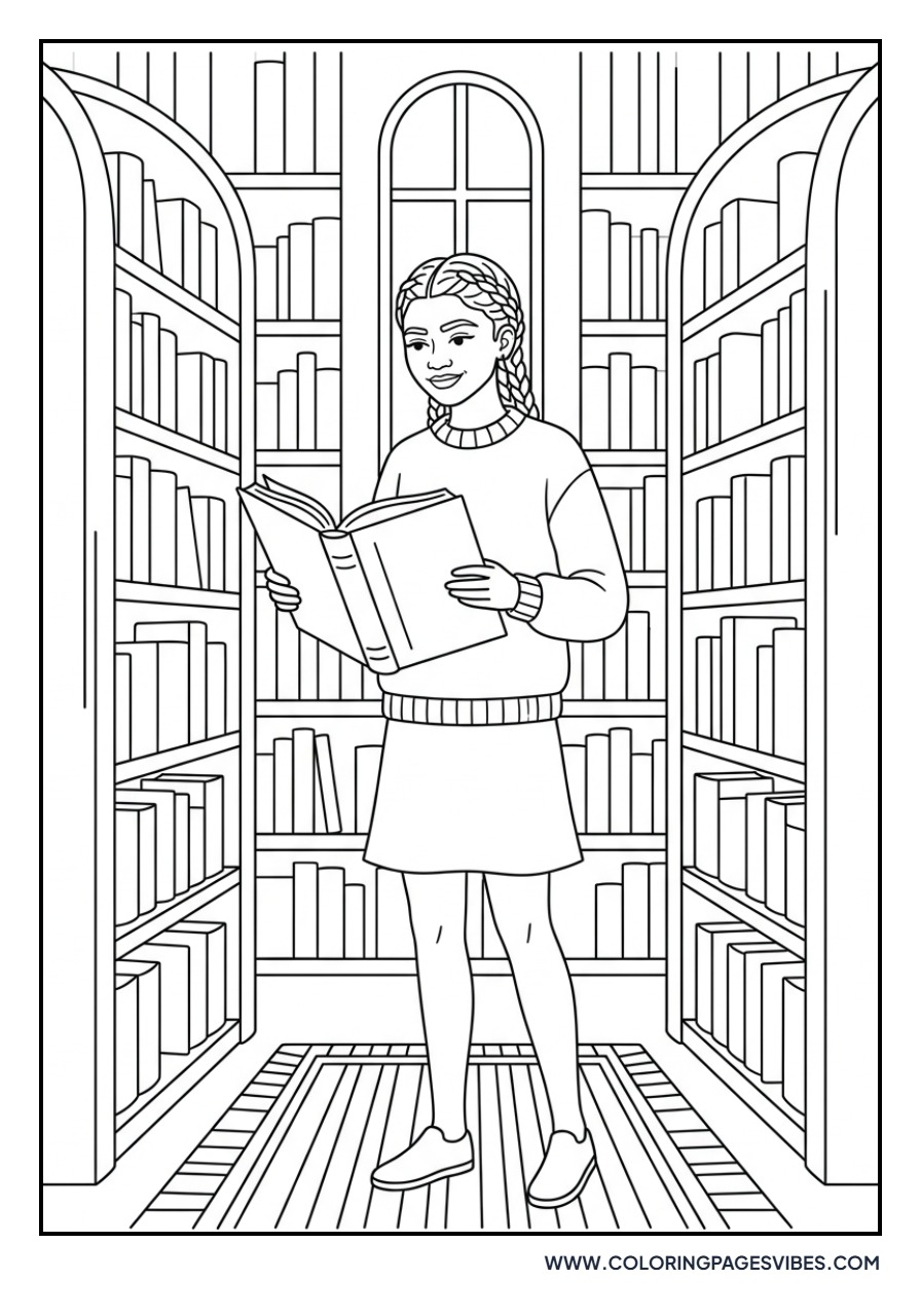 Zendaya in a Library